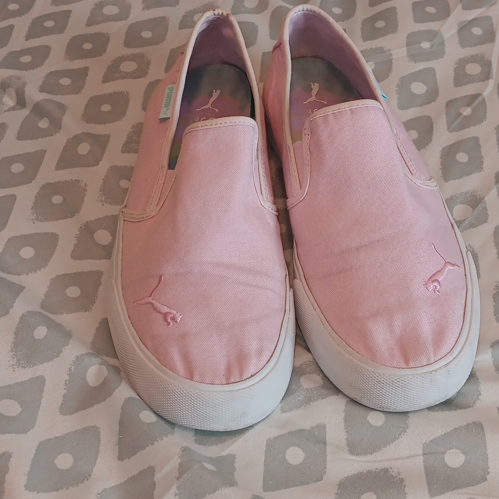 Puma Women's 9.5 Pink White Loafers Slip On's  Flats